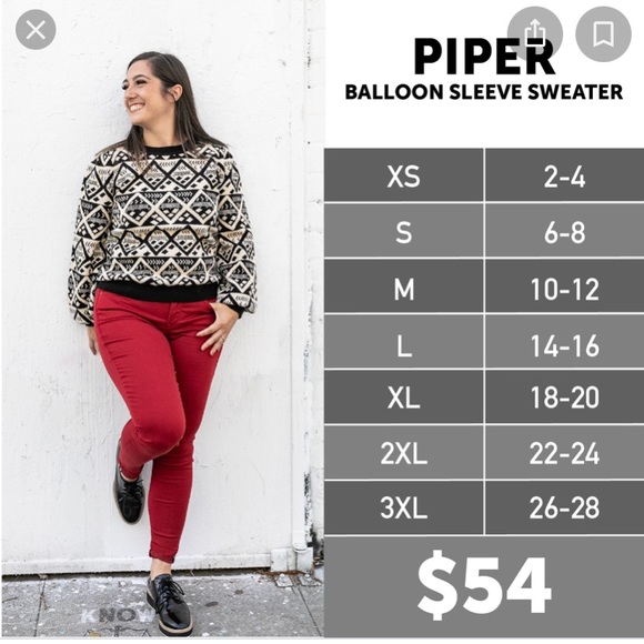 Like New Lularoe Piper sweater - Picture 3 of 4
